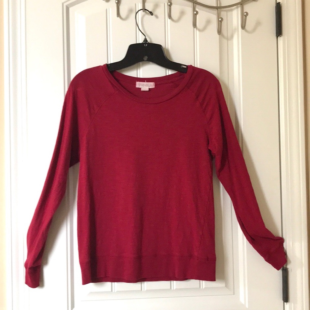 Casual Red Long Sleeve Tee